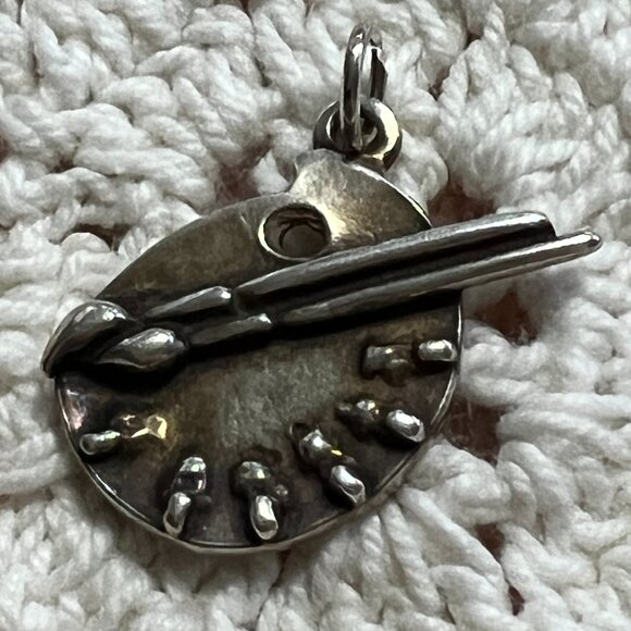 Vintage Paint Pallet Sterling Charm - Picture 1 of 3
